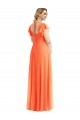 Long Flutter Sleeves Soft Chiffon Tangerine Tango A-Line Semi Formal Evening Dress
