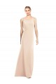 Long Sleeveless Stretch Crepe Nude Bateau Neck Trumpet Semi Formal Evening Dress