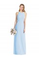 Long Sleeveless Soft Chiffon Light Sky Blue Trumpet Semi Formal Evening Dress