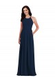 Long Sleeveless Stretch Crepe Dark Navy Trumpet Semi Formal Evening Dress