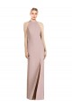 Long Sleeveless Stretch Crepe Dusty Pink Trumpet Semi Formal Evening Dress