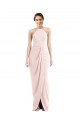 Long Sleeveless Stretch Crepe Pink Halter Neck Trumpet Semi Formal Evening Dress