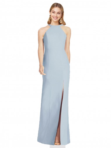 Long Sleeveless Stretch Crepe Light Sky Blue Trumpet Formal Evening Dress for Sale