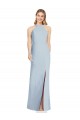 Long Sleeveless Stretch Crepe Light Sky Blue Trumpet Formal Evening Dress