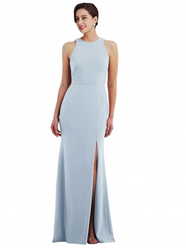 Long Sleeveless Stretch Crepe Light Sky Blue Trumpet Formal Evening Gown for Sale