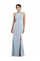 Long Sleeveless Stretch Crepe Light Sky Blue Trumpet Formal Evening Gown