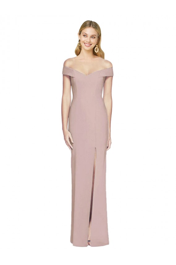 Long Sleeveless Stretch Crepe Dusty Pink Trumpet Semi Formal Evening Gown