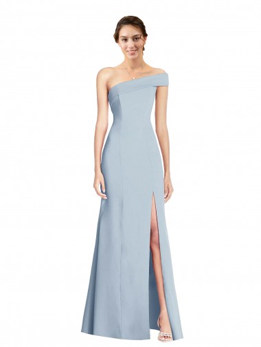 Long Sleeveless Stretch Crepe Light Sky Blue Off the Shoulder Trumpet Formal Evening Dress for Sale