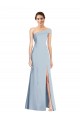 Long Sleeveless Stretch Crepe Light Sky Blue Off the Shoulder Trumpet Formal Evening Dress