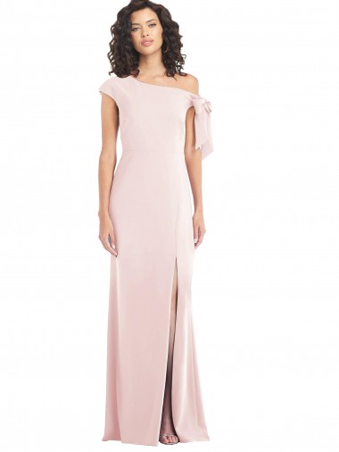 Long Cap Sleeves Stretch Crepe Pink Trumpet Formal Evening Dress for Sale