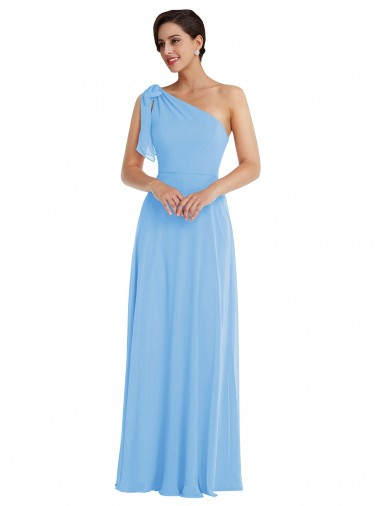 Long Sleeveless Soft Chiffon Periwinkle Trumpet Semi Formal Evening Dress for Sale
