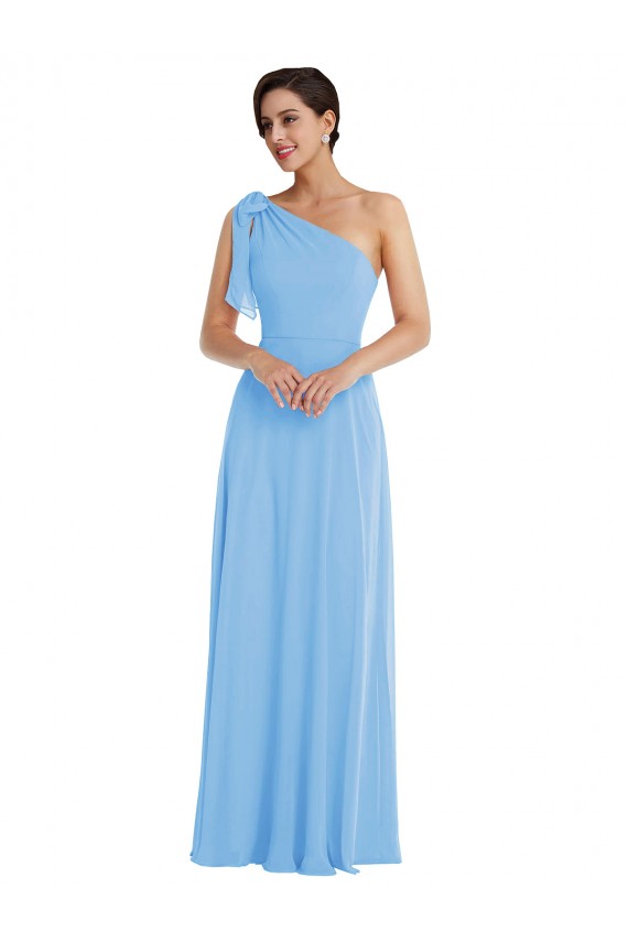 Long Sleeveless Soft Chiffon Periwinkle Trumpet Semi Formal Evening Dress