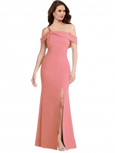 Long Sleeveless Stretch Crepe Hot Pink Trumpet Semi Formal Evening Dress for Sale