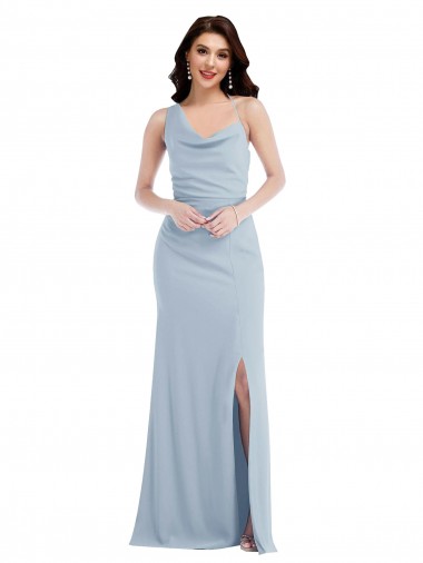 Long Sleeveless Stretch Crepe Light Sky Blue One Shoulder Trumpet Formal Dress for Sale