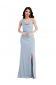 Long Sleeveless Stretch Crepe Light Sky Blue One Shoulder Trumpet Formal Dress