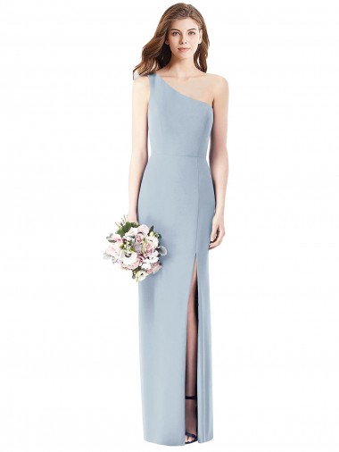 Long Sleeveless Stretch Crepe Light Sky Blue Trumpet Semi Formal Evening Dress for Sale