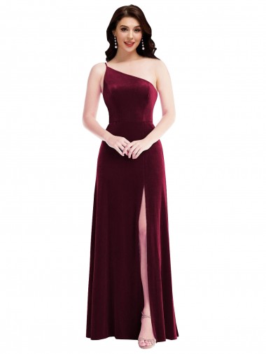 Long Sleeveless Stretch Velvet Burgundy Trumpet Black Tie Evening Dress for Sale