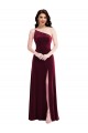 Long Sleeveless Stretch Velvet Burgundy Trumpet Black Tie Evening Dress