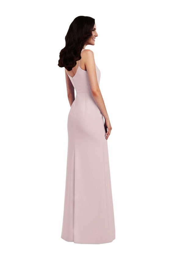 Long Sleeveless Stretch Crepe Trumpet Formal Evening Dress