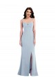 Long Sleeveless Stretch Crepe Light Sky Blue Spaghetti Straps Trumpet Formal Evening Dress