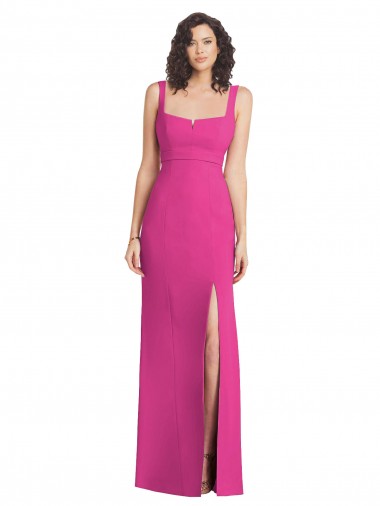 Long Sleeveless Stretch Crepe Fuchsia Trumpet Semi Formal Evening Dress for Sale