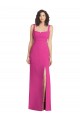 Long Sleeveless Stretch Crepe Fuchsia Trumpet Semi Formal Evening Dress