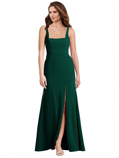 Long Sleeveless Stretch Crepe Midnight Green Trumpet Semi Formal Evening Dress for Sale
