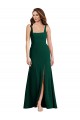 Long Sleeveless Stretch Crepe Midnight Green Trumpet Semi Formal Evening Dress