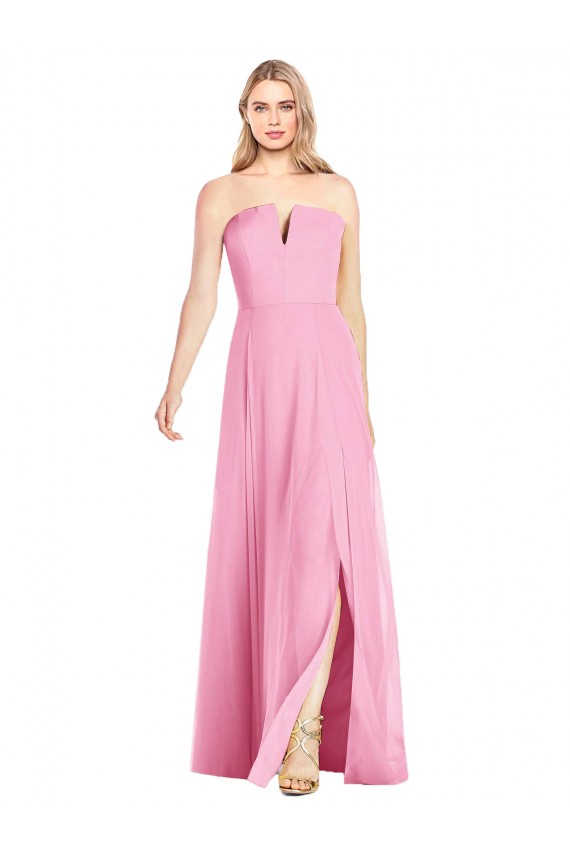 Long Sleeveless Soft Chiffon Hot Pink Trumpet Semi Formal Evening Dress