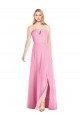 Long Sleeveless Soft Chiffon Hot Pink Trumpet Semi Formal Evening Dress