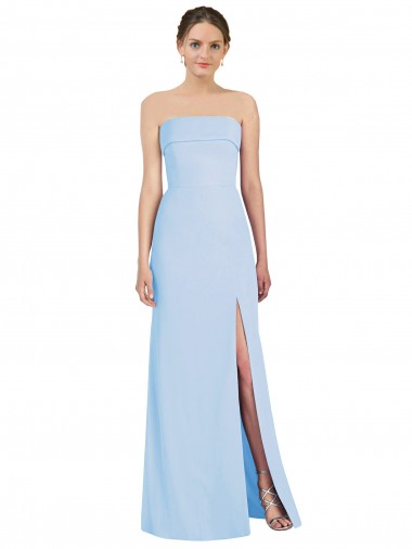 Long Sleeveless Soft Chiffon Light Sky Blue Trumpet Black Tie Evening Dress for Sale