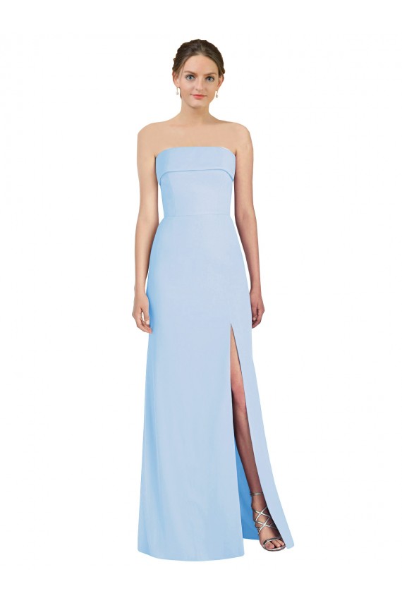 Long Sleeveless Soft Chiffon Light Sky Blue Trumpet Black Tie Evening Dress