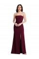 Long Sleeveless Stretch Crepe Burgundy Gold Trumpet Semi Formal Evening Gown