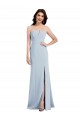 Long Sleeveless Stretch Crepe Light Sky Blue V-Neck Trumpet Evening Dress