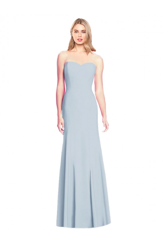 Long Sleeveless Stretch Crepe Light Sky Blue Sweetheart Trumpet Formal Dress