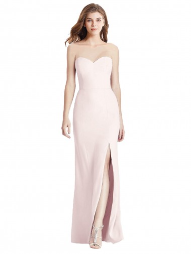 Long Sleeveless Stretch Crepe Pink Sweetheart Trumpet Semi Formal Evening Dress for Sale