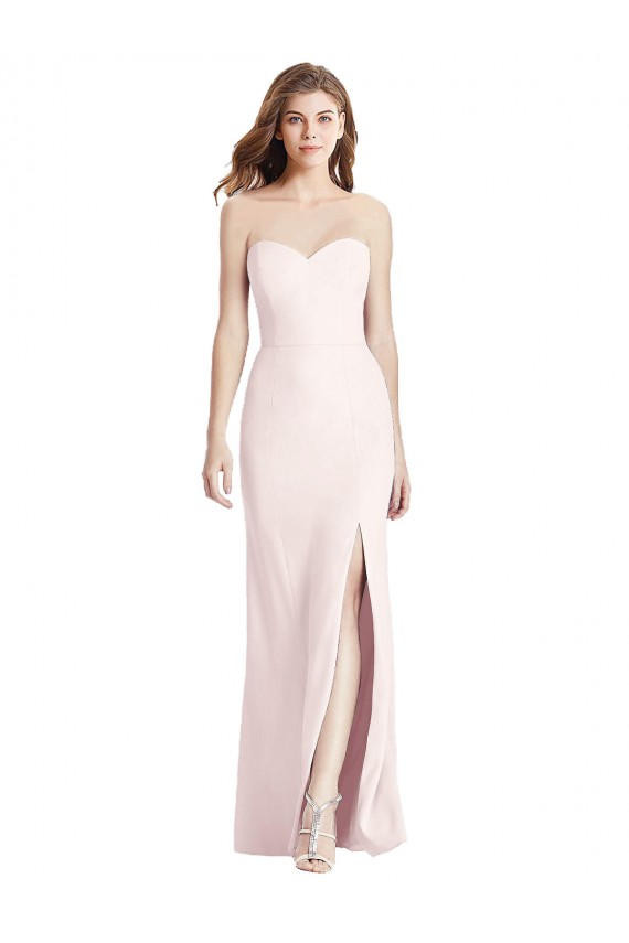 Long Sleeveless Stretch Crepe Pink Sweetheart Trumpet Semi Formal Evening Dress