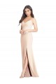 Long Sleeveless Stretch Crepe Nude Trumpet Semi Formal Evening Dress