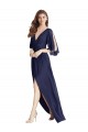 Long Sleeveless Soft Chiffon Dark Navy Trumpet Semi Formal Evening Dress
