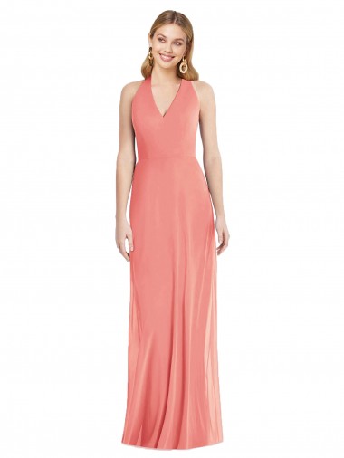 Long Sleeveless Soft Chiffon Desert Rose Trumpet Formal Evening Dress for Sale