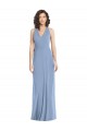 Long Sleeveless Soft Chiffon Dusty Blue Trumpet Formal Evening Dress