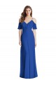 Long Cold Shoulder Soft Chiffon Royal Blue Trumpet Semi Formal Evening Dress