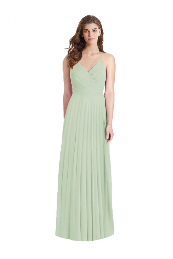 Long Cold Shoulder Soft Chiffon Sage Trumpet Semi Formal Evening Dress