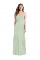 Long Cold Shoulder Soft Chiffon Sage Trumpet Semi Formal Evening Dress