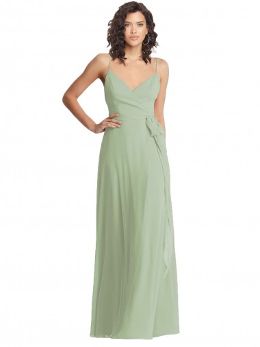 Long Sleeveless Soft Chiffon Smoke Green Trumpet Formal Evening Dress for Sale