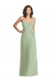 Long Sleeveless Soft Chiffon Smoke Green Trumpet Formal Evening Dress
