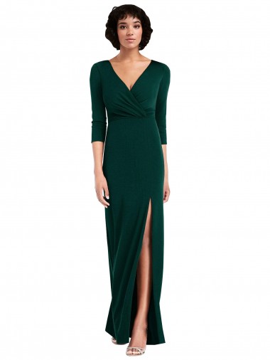 Long Long Sleeves Spandex Dark Green Trumpet Formal Evening Dress for Sale