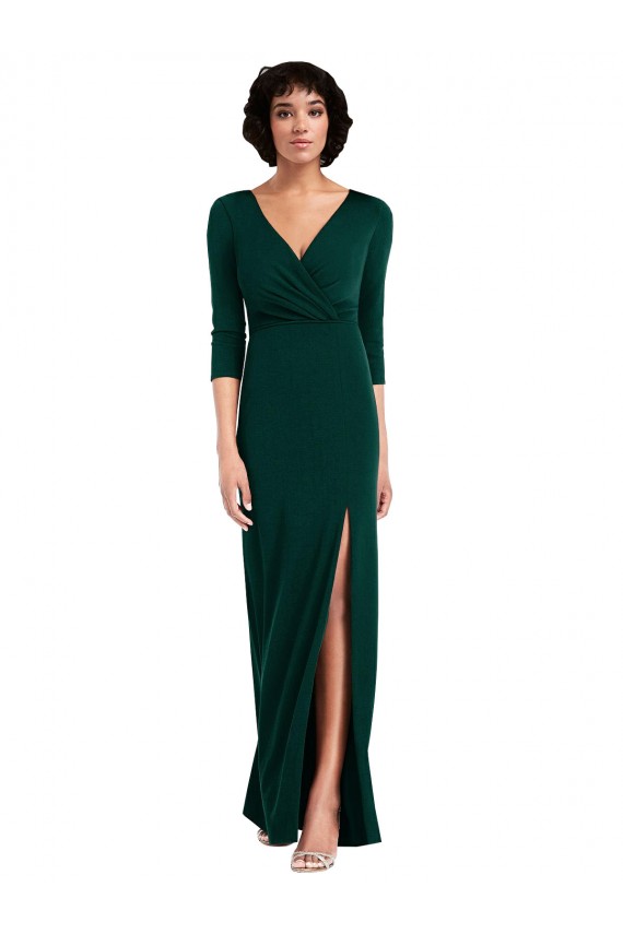 Long Long Sleeves Spandex Dark Green Trumpet Formal Evening Dress