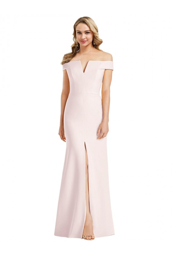 Long Sleeveless Stretch Crepe Pink Trumpet Evening Dress