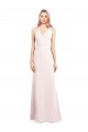 Long Sleeveless Stretch Crepe Pink V-Neck Trumpet Semi Formal Evening Dress
